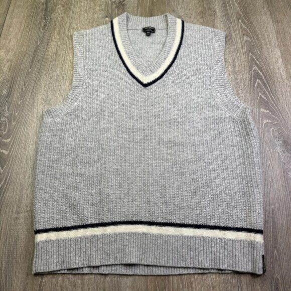Todd Snyder Mens Gray Lambs Wool V-Neck Cricket Pullover Vest Sweater Size 2XL - Picture 1 of 11
